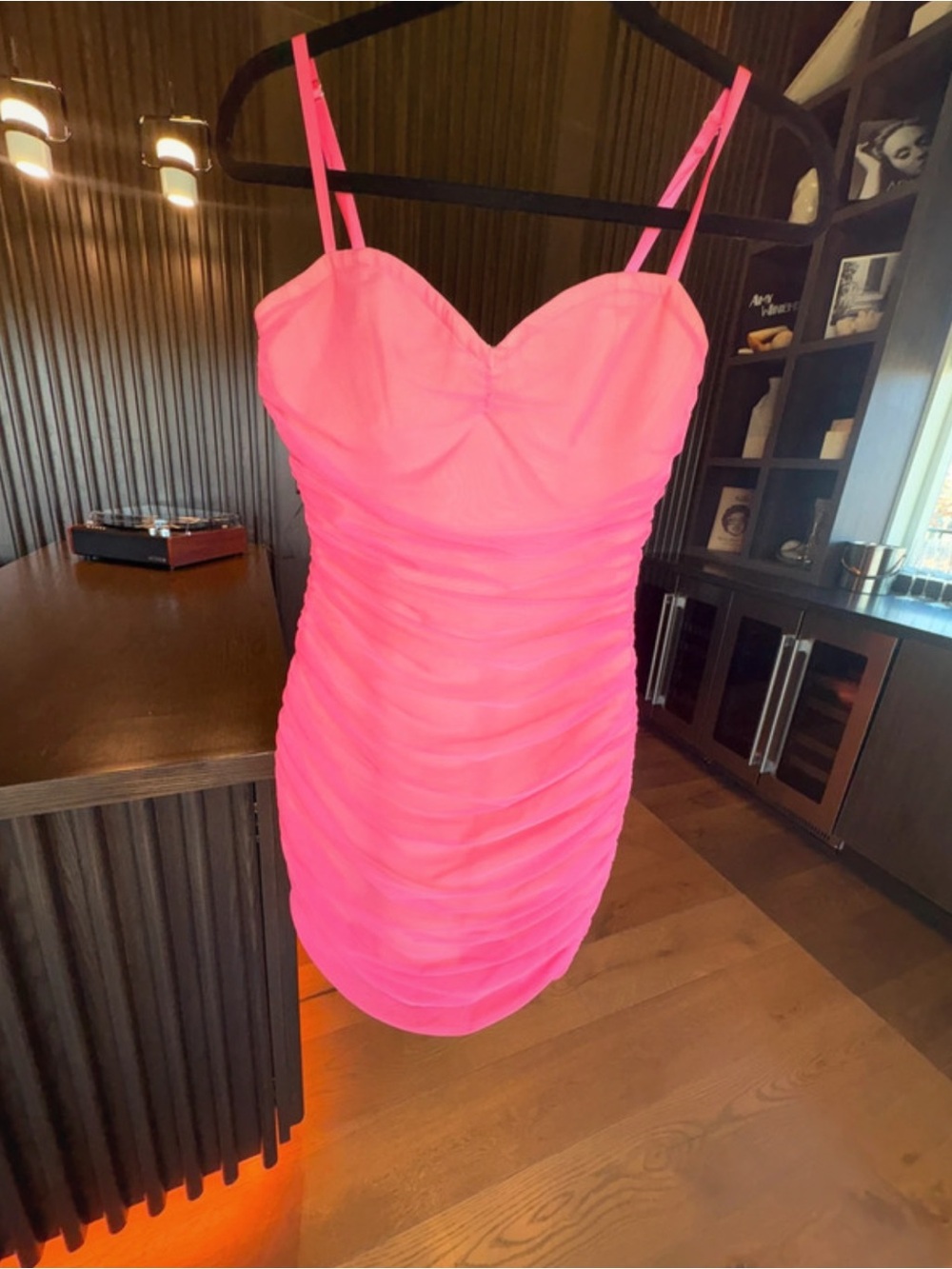 Fashion Nova Size S ~ Beautiful hot pink nude underlay mini party dress💕